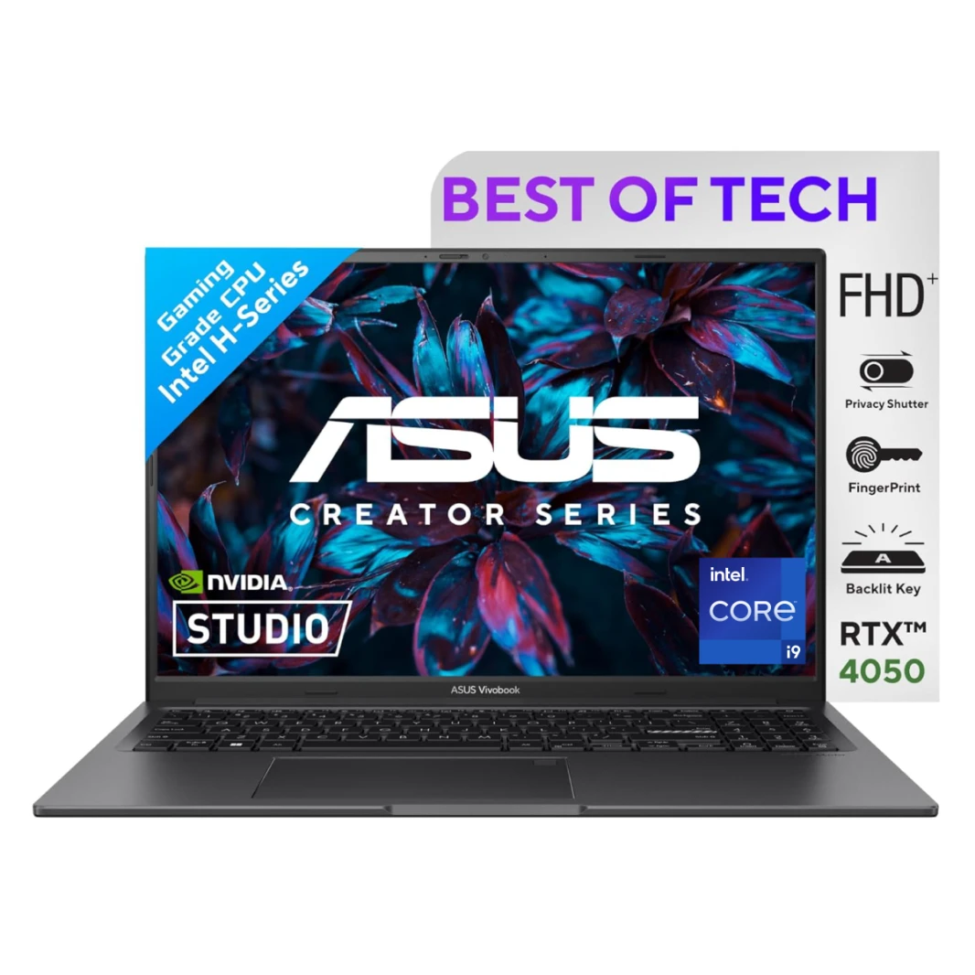 ASUS Vivobook 16X Creator Series معالج Intel Core™ i9-13900H 14-Cores NVIDIA® GeForce RTX™ 4050 6GB GDDR6 16.0" FHD+ معدل تحديث 144Hz - Indie Black
