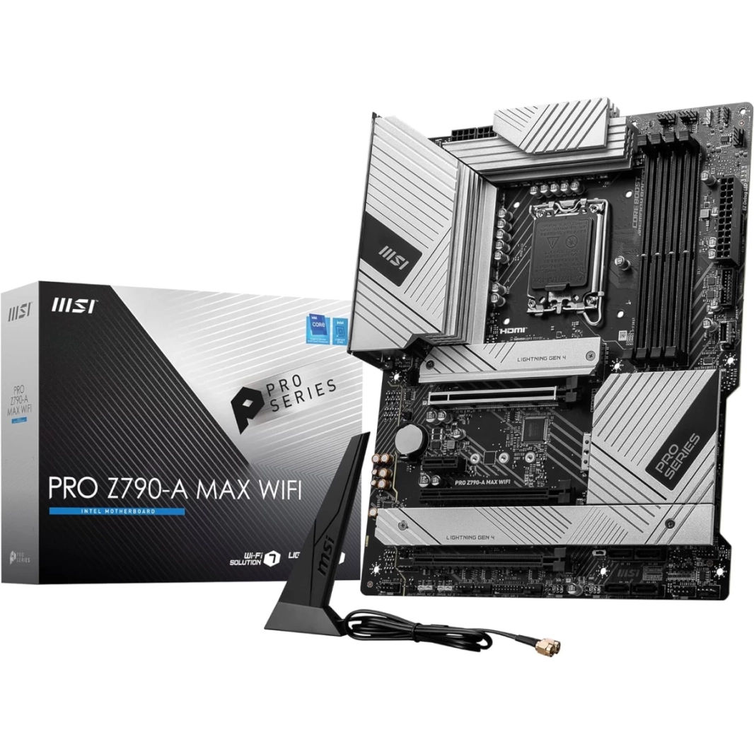 اللوحة الرئيسية MSI PRO Z790-A MAX WiFi 7 ProSeries DDR5 تدعم الجيل الرابع عشر/الثالث عشر من LGA 1700 PCIe 5.0 2.5Gbps LAN USB 3.2 Gen2