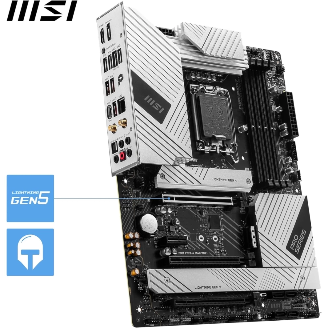 اللوحة الرئيسية MSI PRO Z790-A MAX WiFi 7 ProSeries DDR5 تدعم الجيل الرابع عشر/الثالث عشر من LGA 1700 PCIe 5.0 2.5Gbps LAN USB 3.2 Gen2