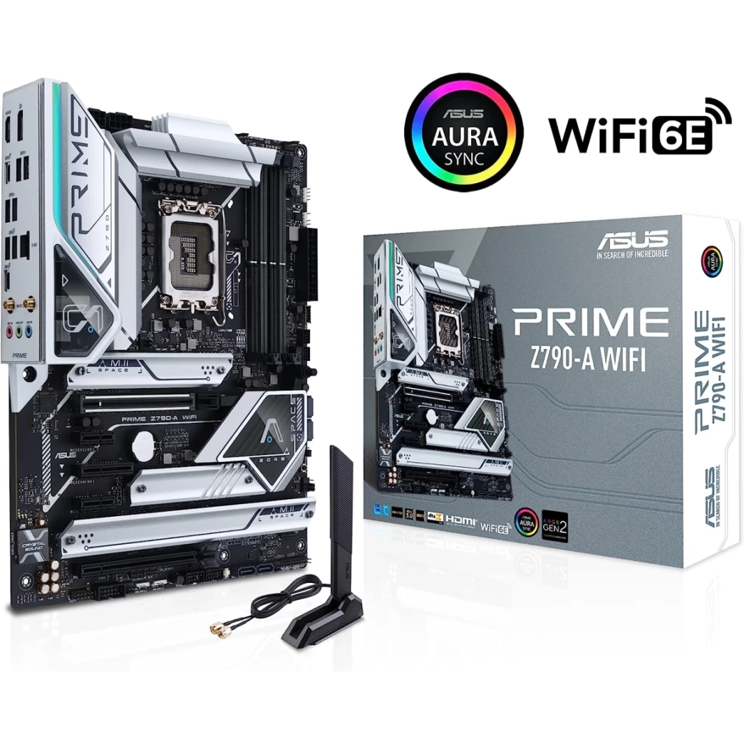 لوحة أم ASUS Prime Z790-A WiFi 6E DDR5 Intel من الجيل الثالث عشر والثاني عشر و4 منافذ M.2 Intel 2.5 Gb LAN وإضاءة Thunderbolt 4 Aura Sync RGB