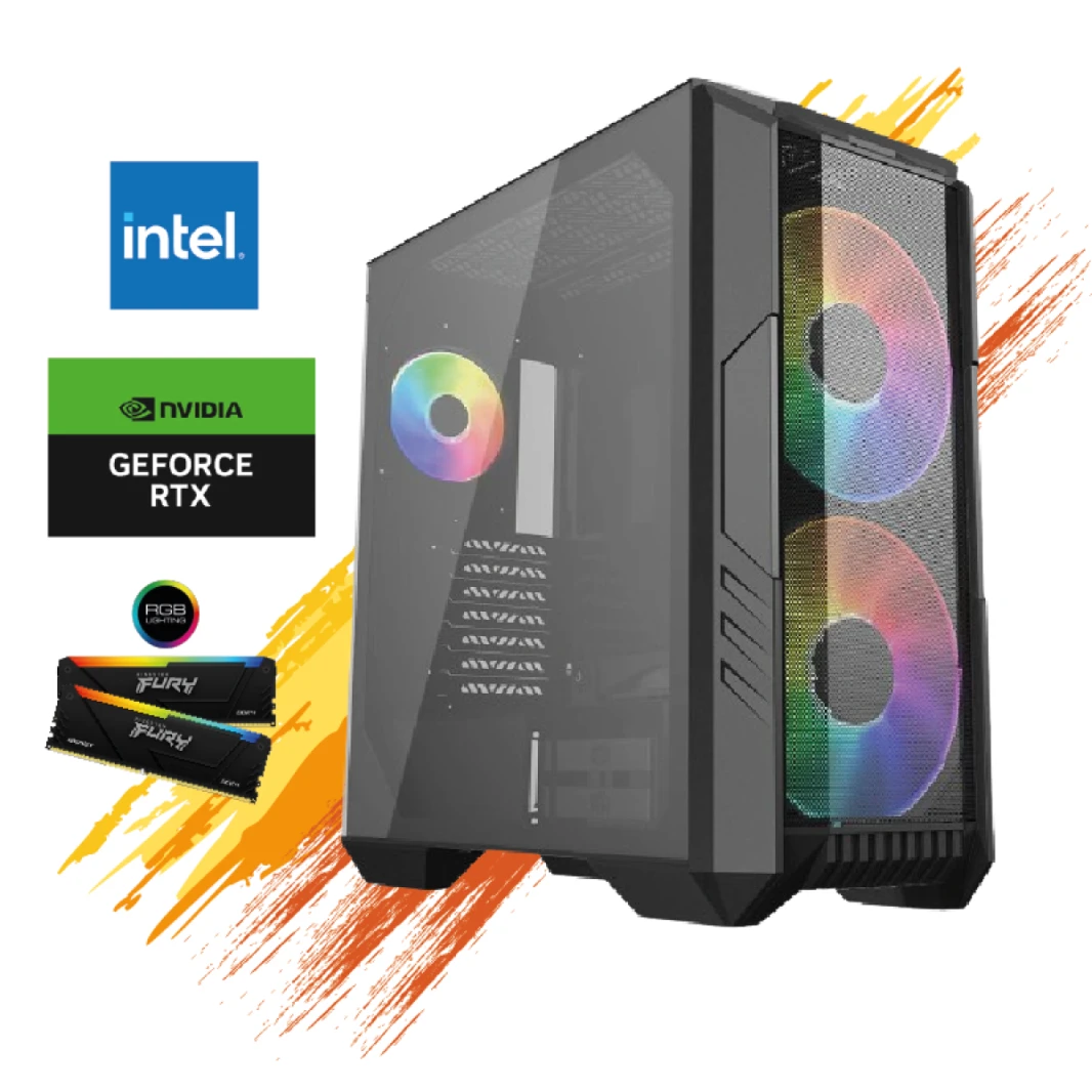 كمبيوتر مكتبي GTS 32 للألعاب | معالج Intel CORE I9 14900K 24 نواة، ومعالج COOLER MASTER ML360، وبطاقة رسوميات GIGABYTE AORUS GeForce RTX 4090 MASTER سعة 24 جيجابايت GDDR6X، وذاكرة DDR5 سعة 32 جيجابايت