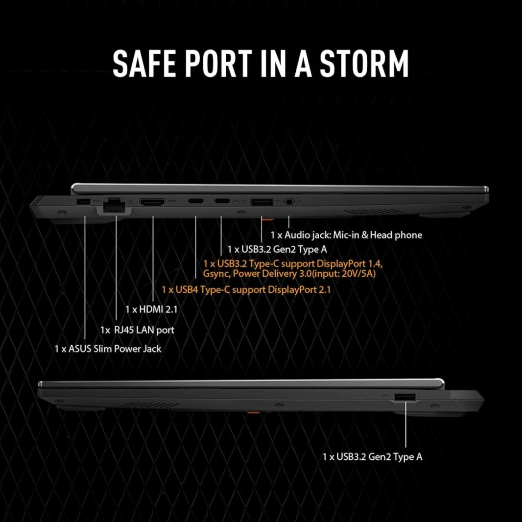 كمبيوتر محمول ASUS TUF Gaming A16 معالج AMD Ryzen AI 9 HX 370 بسرعة 5.1 جيجاهرتز ووحدة معالجة عصبية XDNA™ تصل إلى 50TOPS وبطاقة رسومات NVIDIA GeForce RTX 4060 سعة 8 جيجابايت GDDR6 (233 AI TOPs) مقاس 1