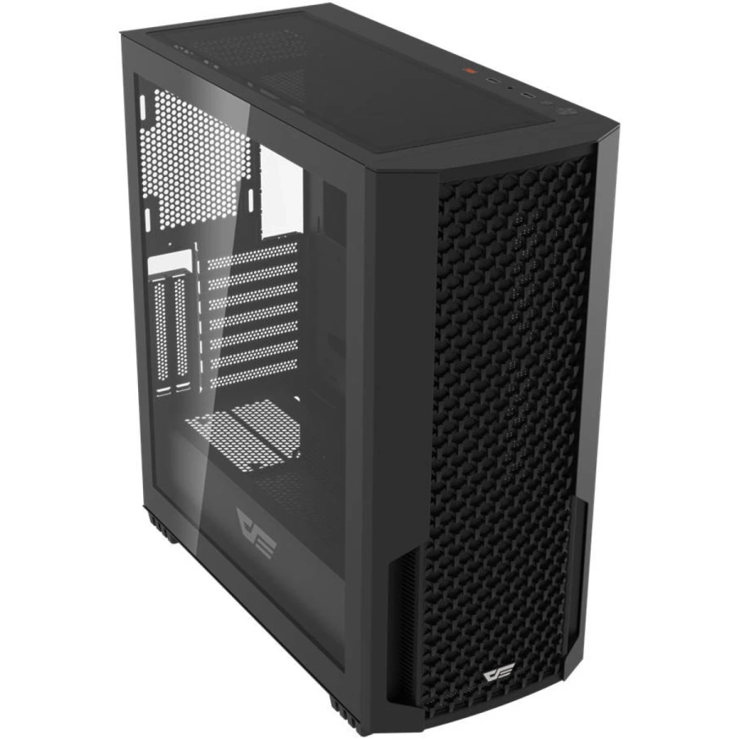 علبة كمبيوتر DarkFlash DF2100 E-ATX/ATX/M-ATX/ITX، 4 مراوح ARGB مثبتة مسبقًا، مشعاعات تصل إلى 360 مم و11 مروحة 120 مم، SPCC + ABS، 3 منافذ USB-A / 3.5 مم - أسود