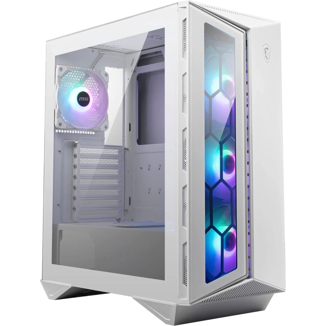 MSI MPG GUNGNIR 110R Premium Mid-Tower Gaming PC Case 4 x ARGB 120mm Fans Liquid Cooling Support up to 360mm Radiator - White