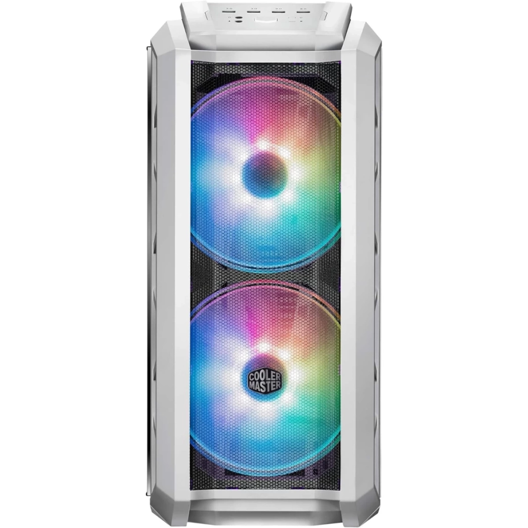 لوحة جانبية من الزجاج المقسّى وشبكة ARGB Airflow من Cooler Master MasterCase H500P - أبيض