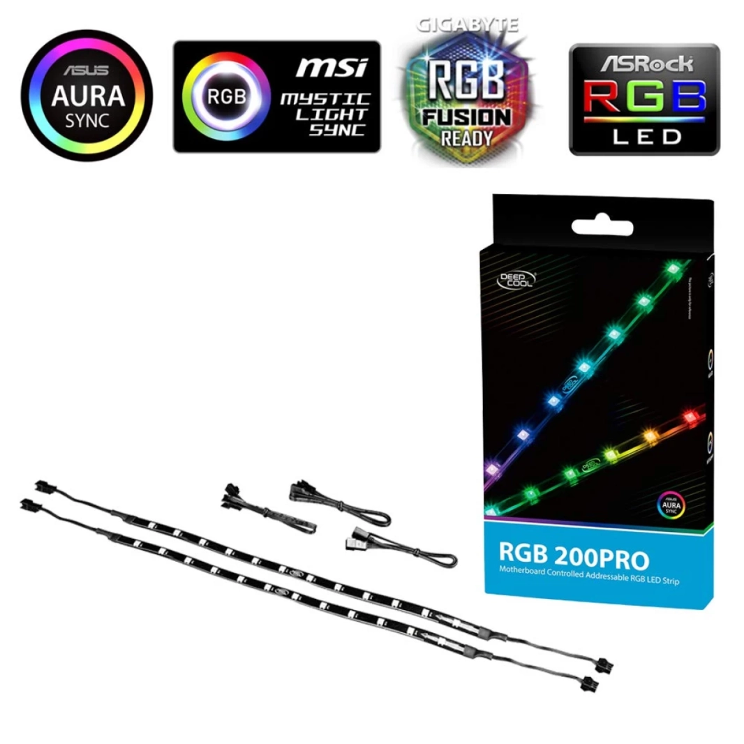 مجموعة إضاءة LED مغناطيسية قابلة للعنونة بألوان RGB 200 PRO من Deepcool
