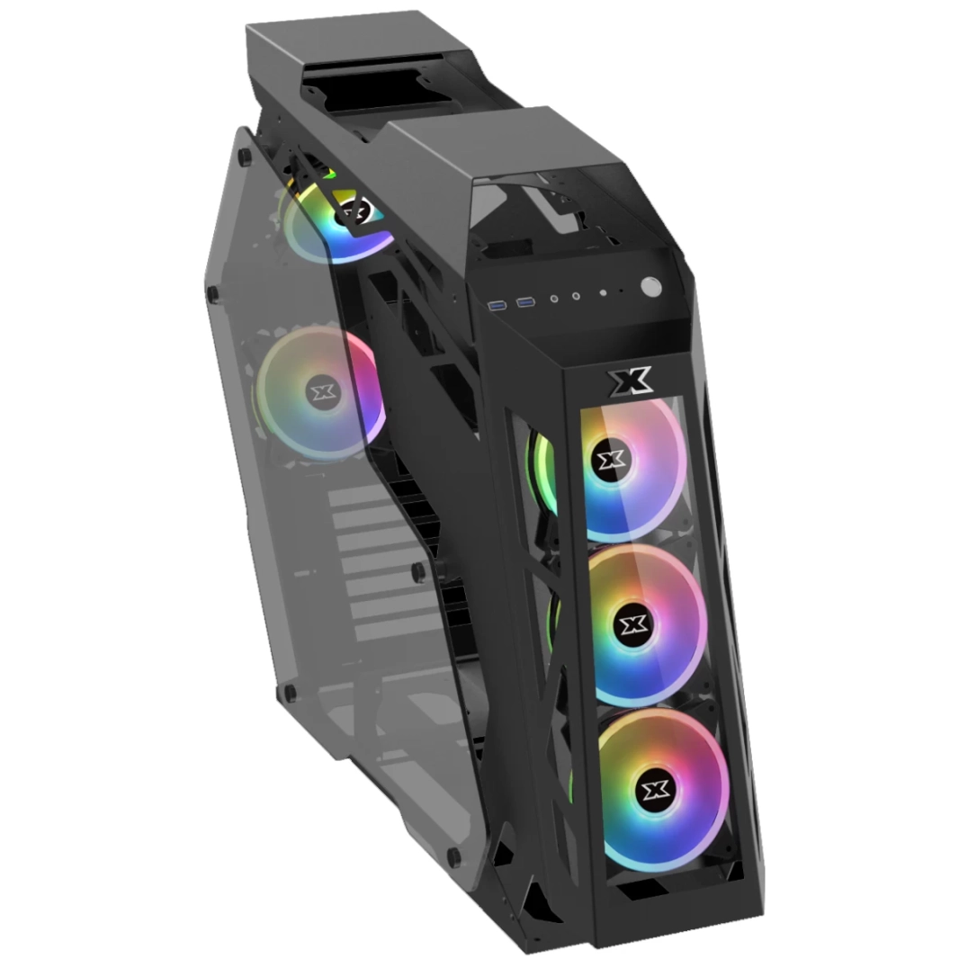 XIGMATEK Zeus (ATX، USB3.0x2، زجاج مقسّى أمامي ويساري ويمين، 5 قطع من مراوح CY120، أمامي × 3 + خلفي × 2)