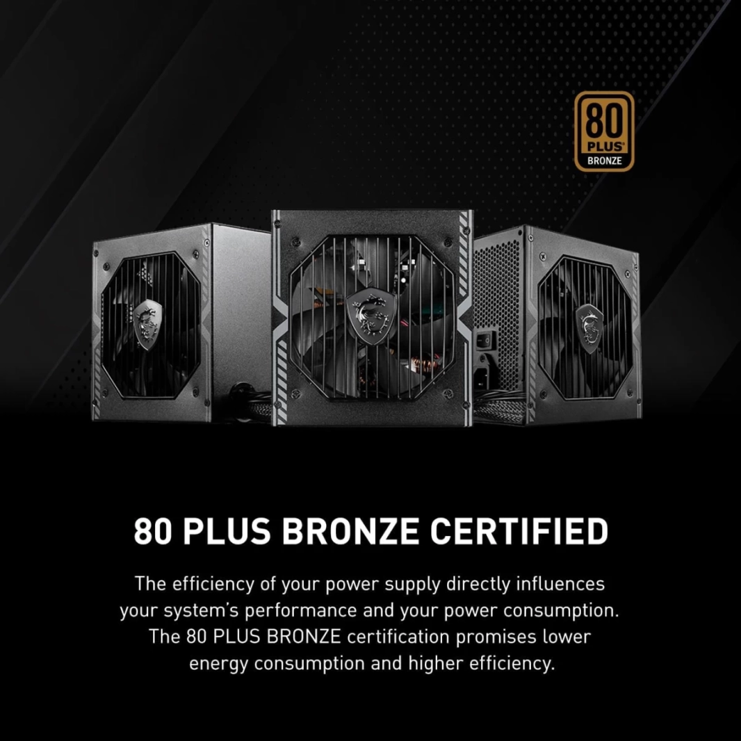 مزود طاقة MSI MAG A650BN 80 Plus Bronze Certified 650W Gaming Power Supply ATX Compact Size - أسود