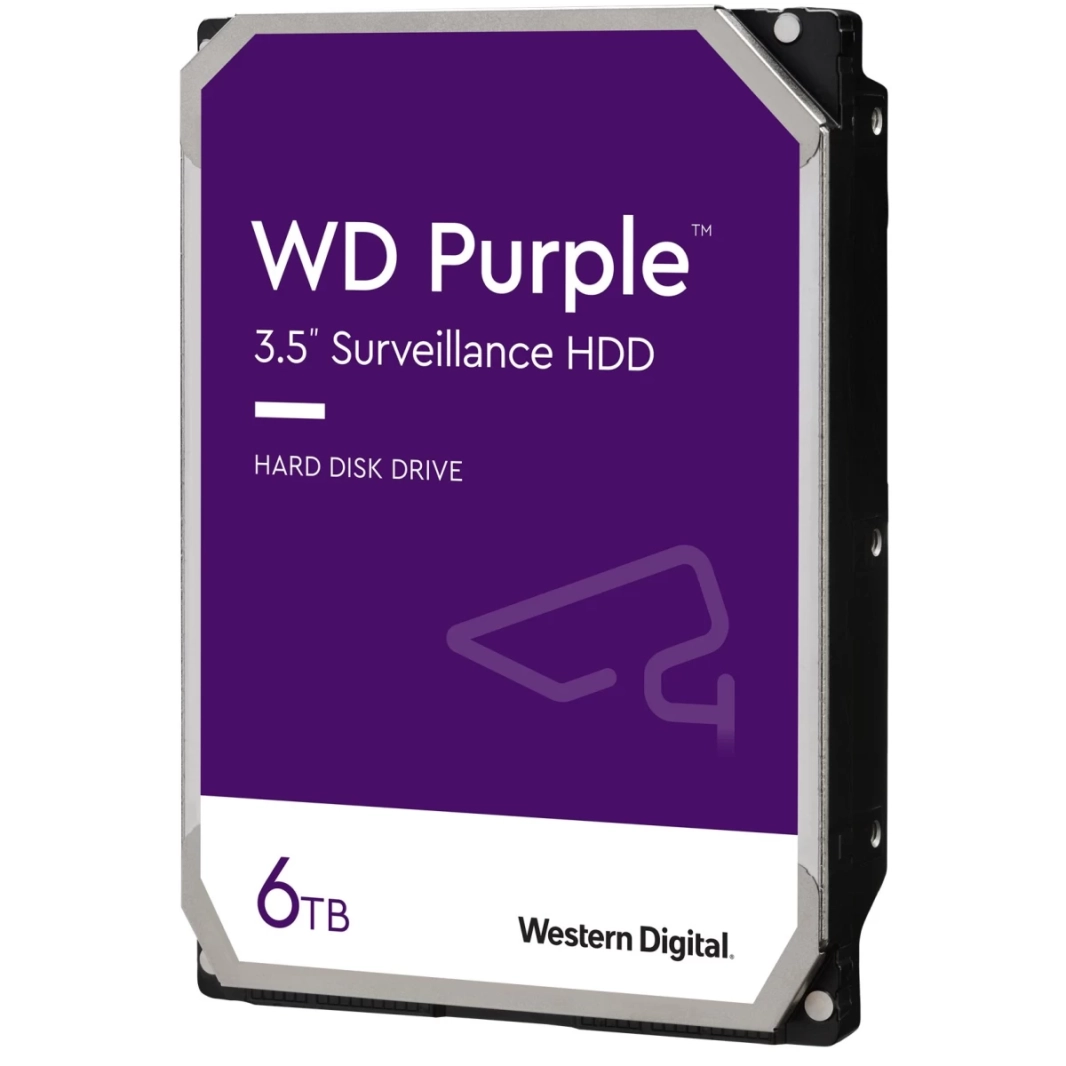 قرص صلب WD Purple Surveillance HDD سعة 6 تيرابايت SATA 6 جيجابايت/ثانية ذاكرة تخزين مؤقتة 256 ميجابايت مقاس 3.5 بوصة داخلي