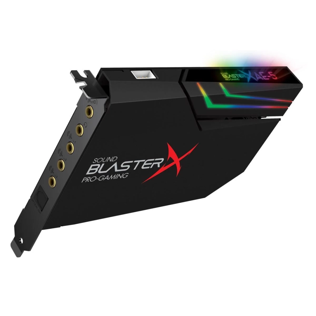 بطاقة صوت ألعاب Creative Sound BlasterX AE-5 Plus SABRE32-class عالية الدقة 32 بت/384 كيلو هرتز PCIe ومحول رقمي إلى تناظري مع Dolby Digital وDTS Xamp ومضخم صوت سماعة رأس منفصل ثنائي
