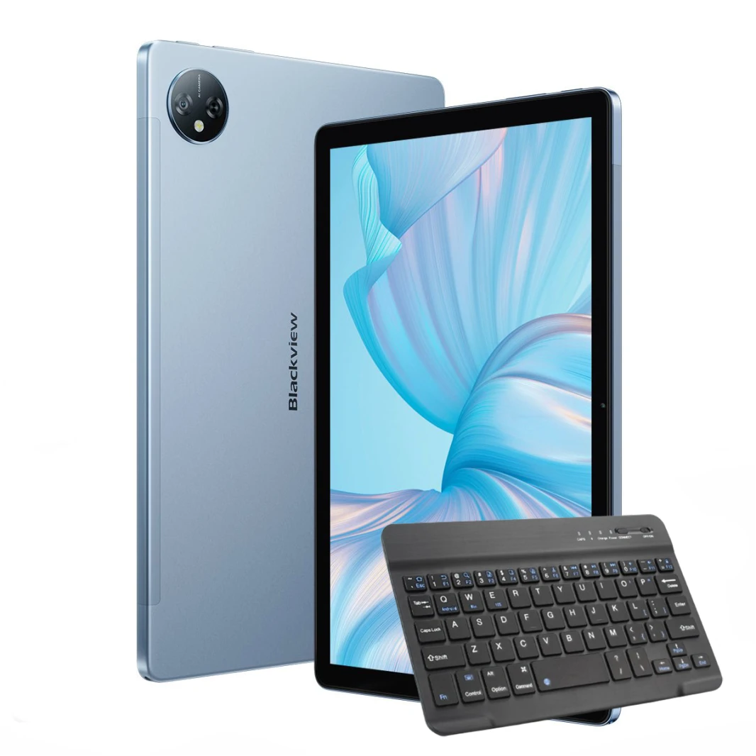 Blackview Tab 80 - 10.1″ HD+ IPS | 4GB RAM | 64GB Storage | Octa-Core| Android 13 / 4G LTE With FREE BT KEYBOARD - Misty Blue