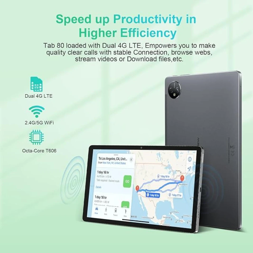 Blackview Tab 80 - 10.1″ HD+ IPS | 4GB RAM | 64GB Storage | Octa-Core| Android 13 / 4G LTE With FREE BT KEYBOARD - Misty Blue