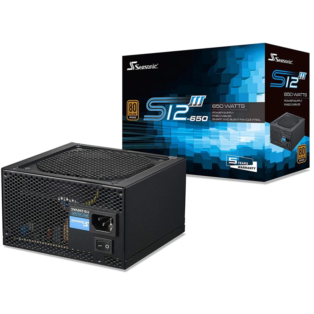 مروحة Seasonic S12III 650 650W 80+ Bronze ATX12V & EPS12V إخراج كابل مباشر للتحكم الذكي والصامت في المروحة