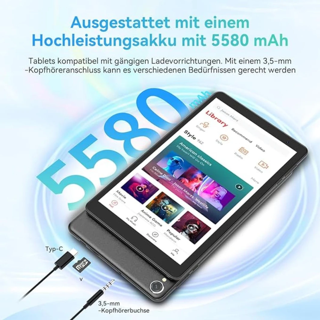 تابلت بلاك فيو تاب 50 واي فاي 8 بوصة HD+ IPS | 4+128 جيجا بايت 5580 مللي أمبير واي فاي 6 تابلت أندرويد - أزرق شفقي