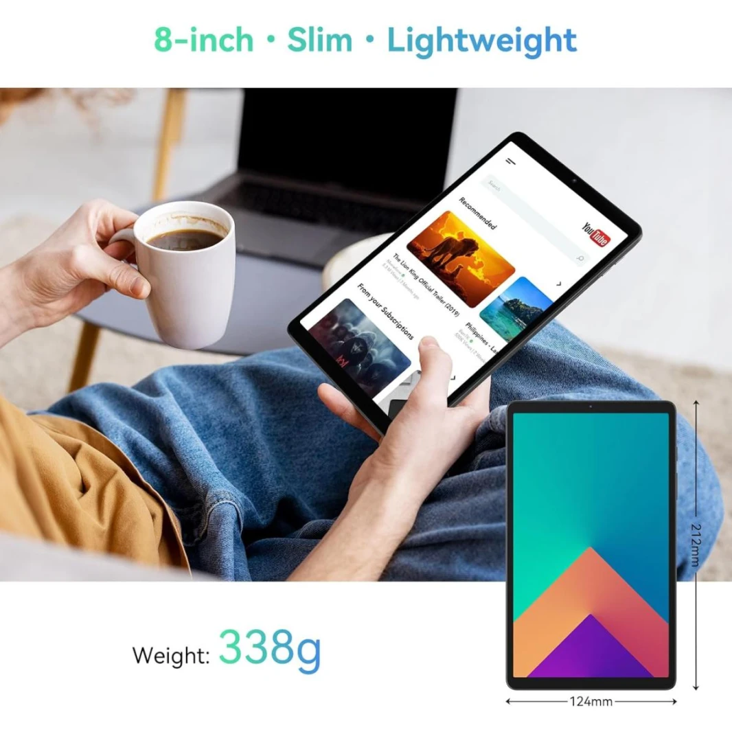 بلاك فيو تاب 60 | 8.68 بوصة Unisoc T606 ثماني النواة | ذاكرة وصول عشوائي 6 جيجابايت + سعة تخزين 128 جيجابايت | بطارية 6050 مللي أمبير في الساعة Widevine L1 تدعم الكمبيوتر اللوحي بنظام أندرويد / 4G LTE