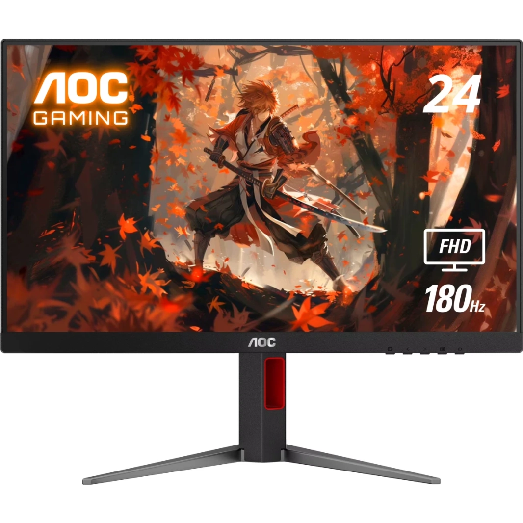 شاشة AOC 24G4 للألعاب مقاس 24 بوصة IPS سريعة Full HD بمعدل تحديث 180 هرتز حتى 1 مللي ثانية HDR10 sRGB 130% Adaptive-Sync مع HDMI 2.0 وDisplayPort وحامل قابل للتعديل