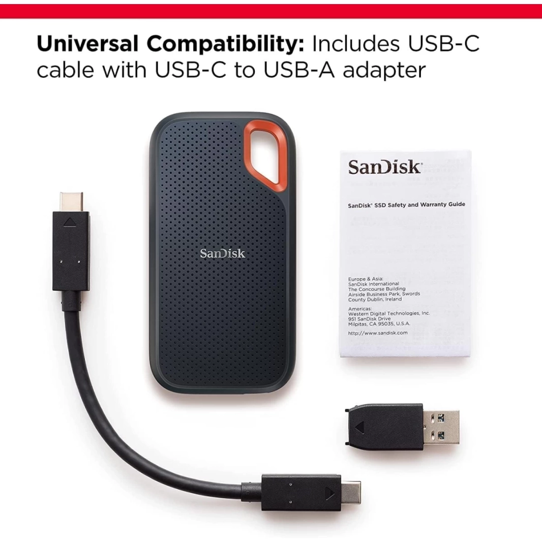 SanDisk 4TB Extreme Portable SSD Up to 1050MB/s USB-C USB 3.2 Gen 2 IP65 Water & Dust Resistance Updated Firmware External Solid State Drive