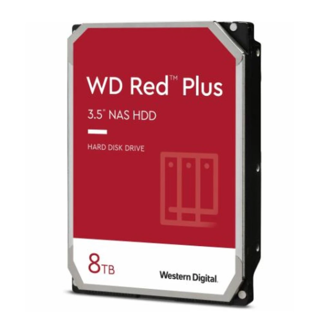 محرك أقراص صلبة WD WD80EFPX 5400 RPM Red Plus NAS، سعة 8 تيرابايت، SATA/600، مقاس 3.5 بوصة