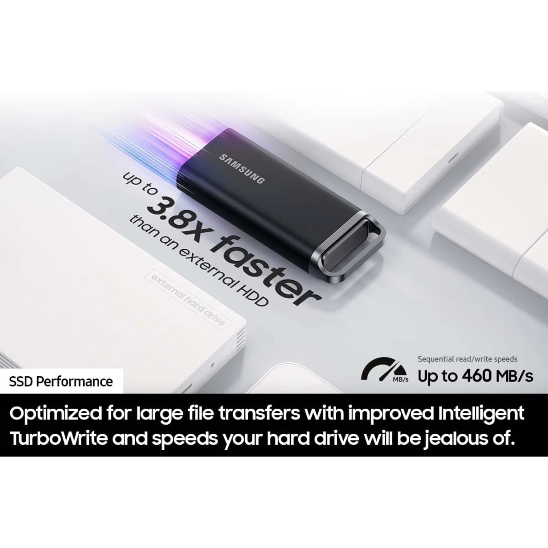 SAMSUNG T5 EVO 2TB Portable External SSD USB 3.2 Gen 1 Seq. Read Speeds Up to 460MB/s For Gaming & Content Creation - Black