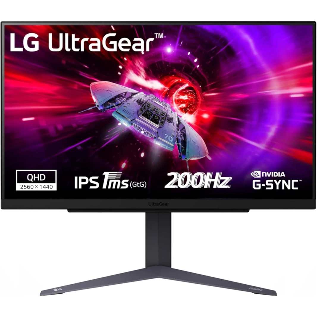 شاشة LG UltraGear 27GS75Q مقاس 27 بوصة IPS 2K 200Hz 1ms HDR10 وsRGB 99% متوافقة مع NVIDIA® G-SYNC® مع حامل قابل للتعديل مع 2x HDMI وDisplayPort - أسود