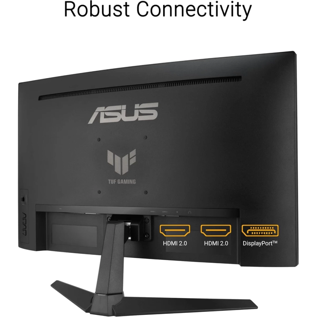 شاشة Asus TUF VG27VQ3B المنحنية مقاس 27 بوصة بدقة Full HD 1500R بمعدل تحديث 180 هرتز ووقت استجابة 1 مللي ثانية وتقنية DCI-P3: 90% FreeSync Shadow Boost Enhanced مع مكبر صوت - أسود