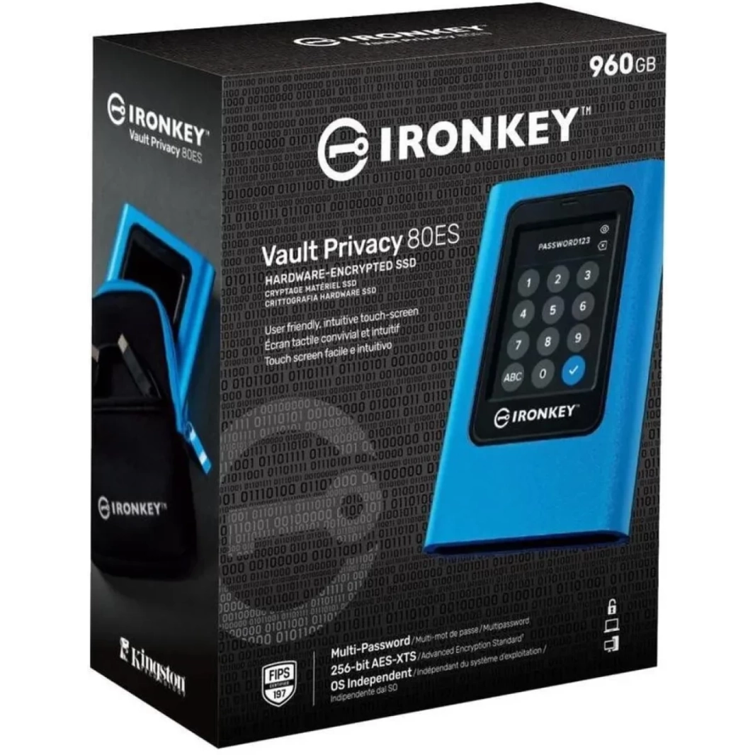 Kingston Ironkey Vault Privacy 80 960GB SSD خارجي Type-C XTS-AES مشفر بشاشة تعمل باللمس FIPS 197