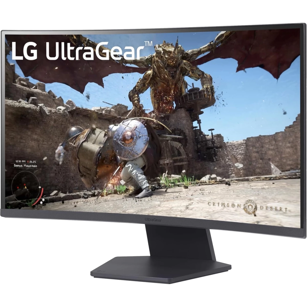 شاشة LG UltraGear 32GS60QC مقاس 32 بوصة منحنية 1000R 2K QHD بمعدل تحديث 180 هرتز ووقت استجابة 1 مللي ثانية وتقنية HDR 10 sRGB ونسبة 99% وتقنية AMD FreeSync وتصميم بدون حدود مع منفذي HDMI ومنفذ Display