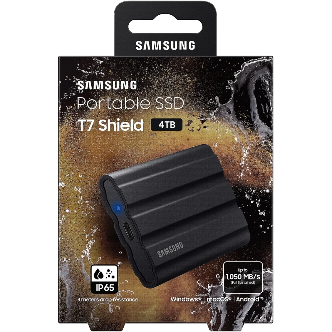 قرص SSD محمول SAMSUNG T7 4T Shield USB 3.2 مقاوم للماء والغبار IP65 لأجهزة الكمبيوتر / Mac / Android / وحدات التحكم في الألعاب