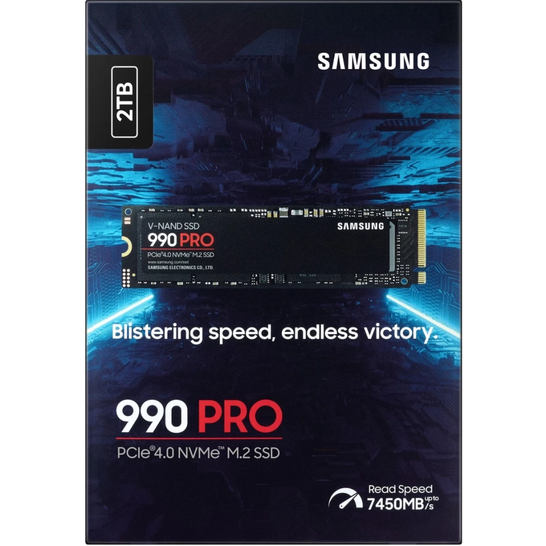 محرك أقراص الحالة الصلبة الداخلي Samsung 990 PRO 2TB PCIe 4.0 NVMe M.2 (2280) بسرعة تصل إلى 7450 ميجابايت/ثانية