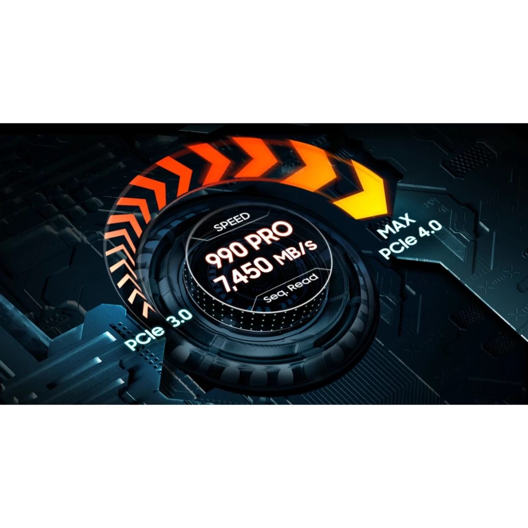 محرك أقراص الحالة الصلبة الداخلي Samsung 990 PRO 2TB PCIe 4.0 NVMe M.2 (2280) بسرعة تصل إلى 7450 ميجابايت/ثانية