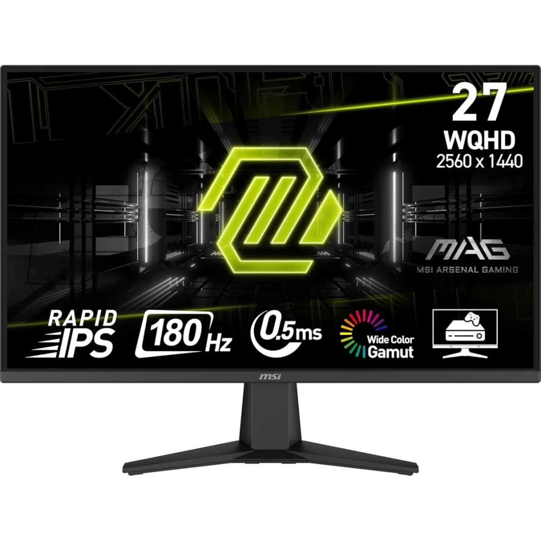 شاشة MSI MAG 275QF مقاس 27 بوصة Rapid IPS 2K 180Hz 0.5ms HDR Adaptive-Sync مع 2x HDMI وDisplayPort - أسود
