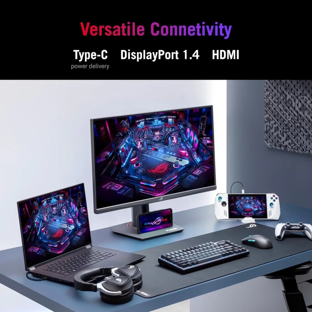 شاشة ASUS ROG Strix مقاس 27 بوصة XG27UCS سريعة IPS 4K UHD بمعدل تحديث 160 هرتز ووقت استجابة 1 مللي ثانية ونطاق ديناميكي عالي 130% وتقنية RGB وHDMI 2.1 وتقنية ROG Gaming A.I وG-SYNC ومتوافقة مع مقبس ثل
