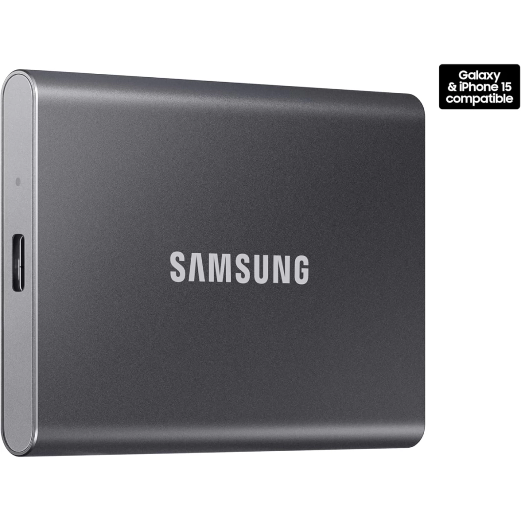 SAMSUNG T7 Portable SSD 1TB External SSD Speeds Up to 1,050MB/s USB 3.2 Gen 2 For Gaming, Students, Professionals - Gray