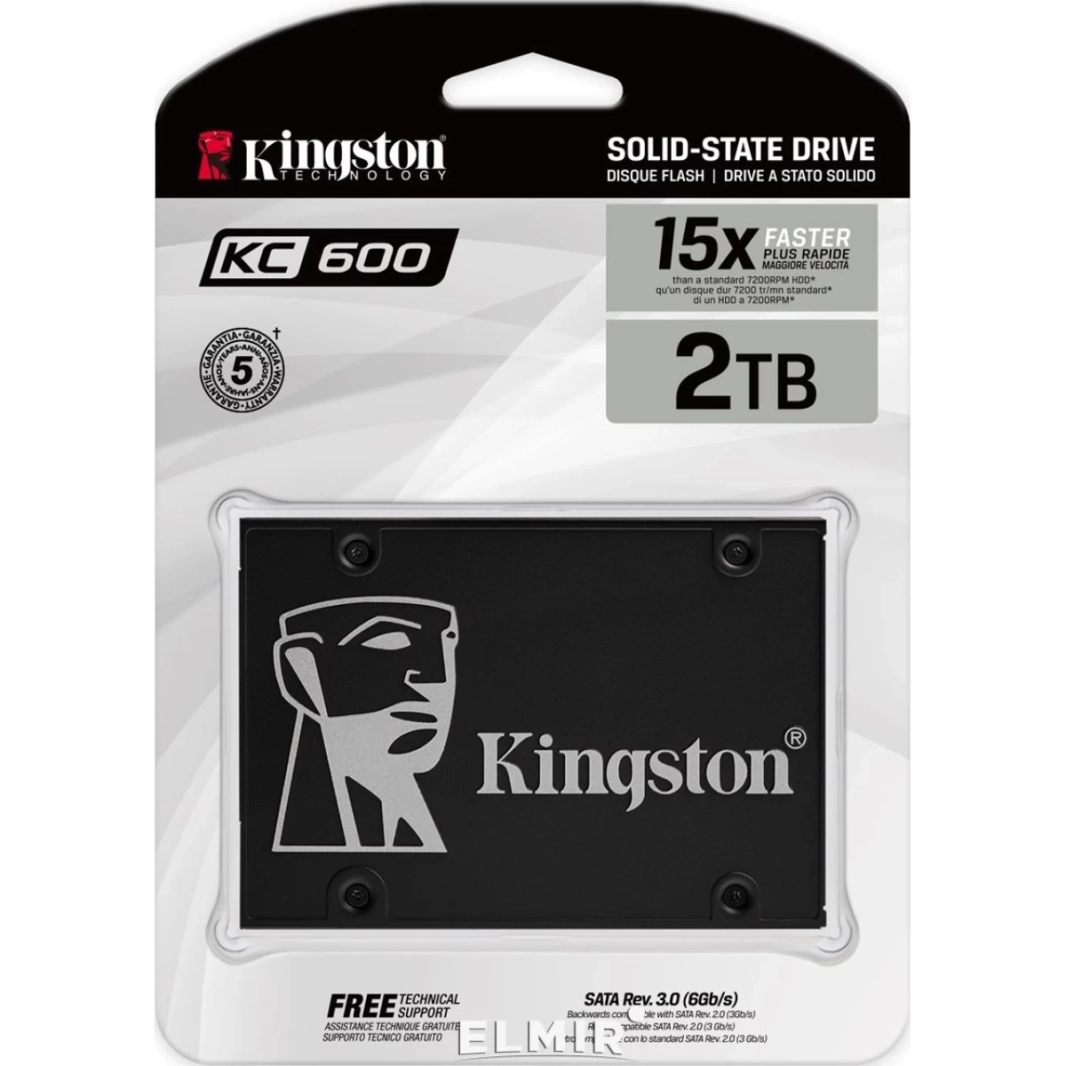 محرك أقراص الحالة الصلبة Kingston KC600 SATA III سعة 2 تيرابايت (SSD)