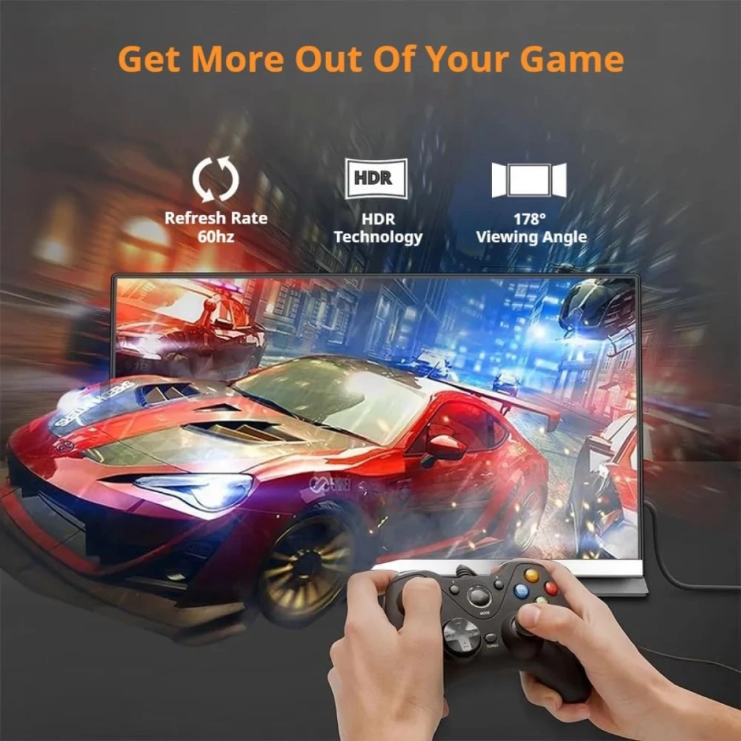 شاشة V2COM P4 المحمولة ذات الشاشة المزدوجة مقاس 15.6 بوصة بتقنية IPS Full HD مع منفذ HDMI وUSB C ومكبرات صوت مدمجة مضادة للتوهج وحافظة واقية