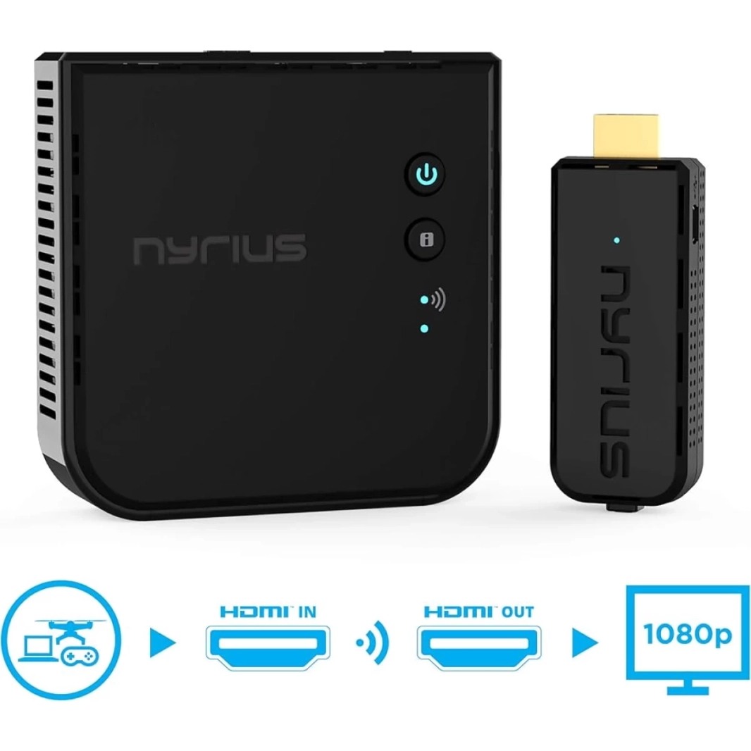 جهاز إرسال واستقبال فيديو HDMI لاسلكي Aries Prime لبث فيديو ثلاثي الأبعاد عالي الدقة 1080 بكسل والصوت الرقمي من الكمبيوتر المحمول والكمبيوتر الشخصي والكابل وNetflix وYouTube وPS إلى HDTV/Projector