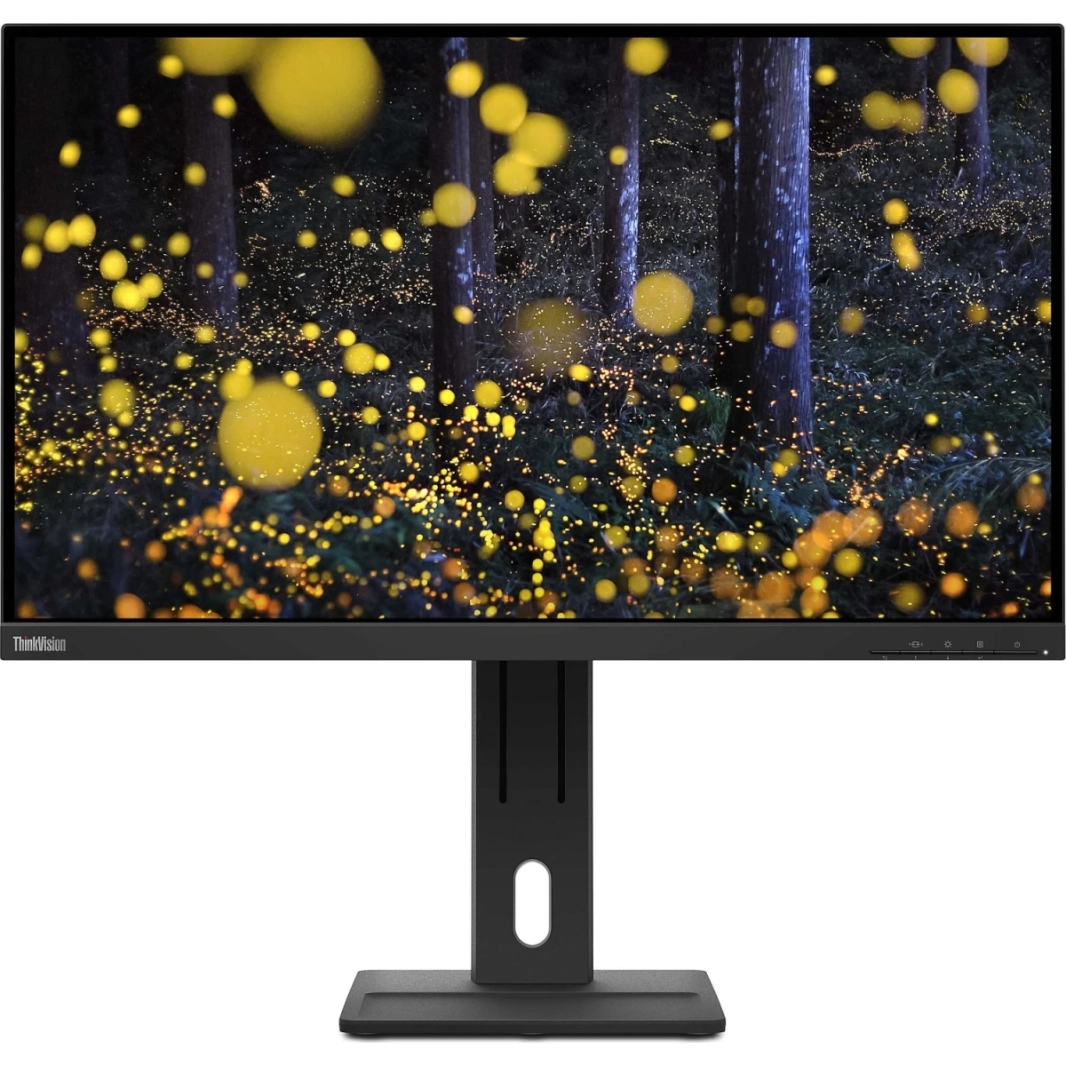 شاشة ThinkVision E27q-20 مقاس 27 بوصة IPS QHD 75Hz Businesses Class 99% sRGB 350 cd/m² HDMI ومنفذ عرض مع حامل ومكبرات صوت قابلة للتعديل، باللون الأسود
