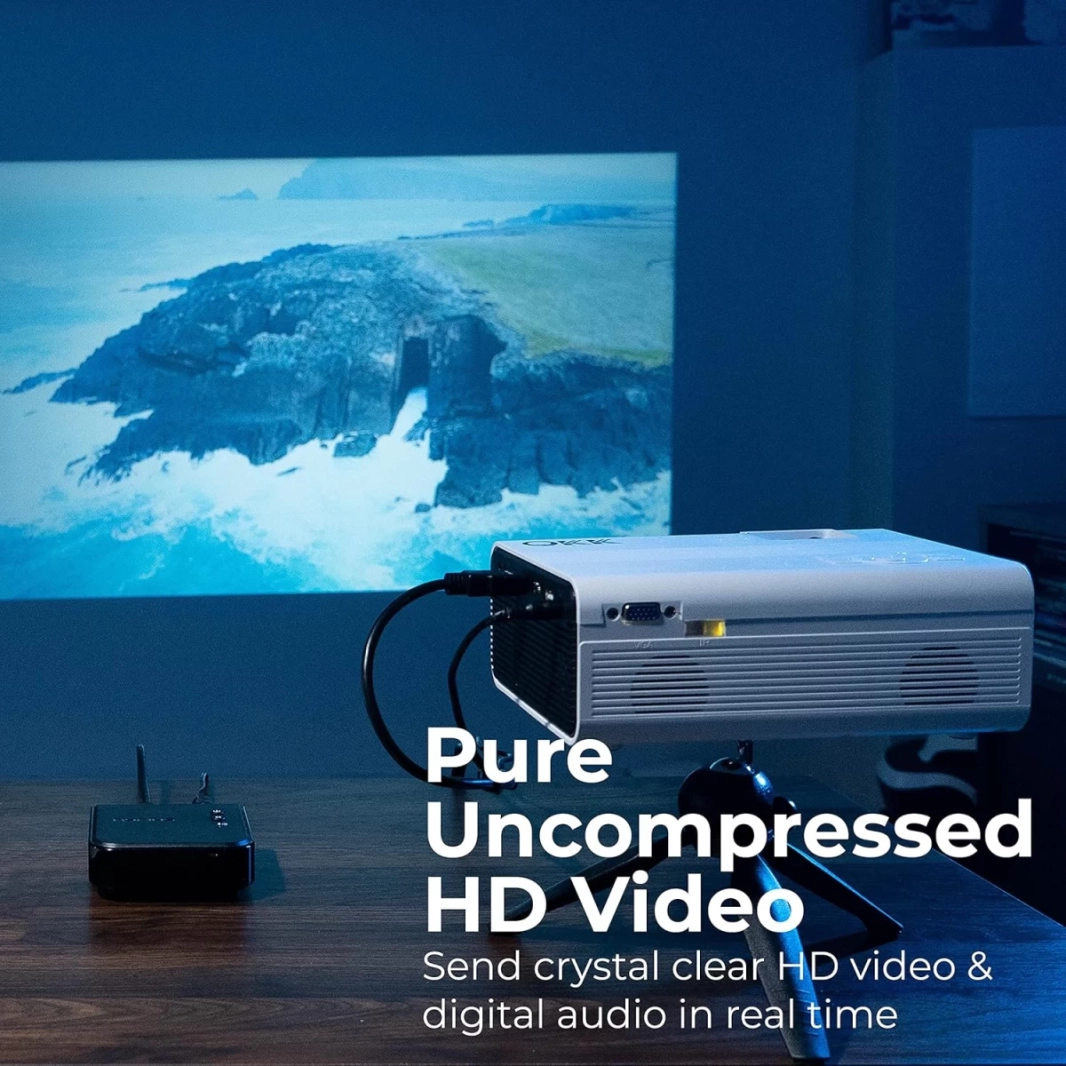 جهاز إرسال واستقبال فيديو HDMI لاسلكي Aries Prime لبث فيديو ثلاثي الأبعاد عالي الدقة 1080 بكسل والصوت الرقمي من الكمبيوتر المحمول والكمبيوتر الشخصي والكابل وNetflix وYouTube وPS إلى HDTV/Projector