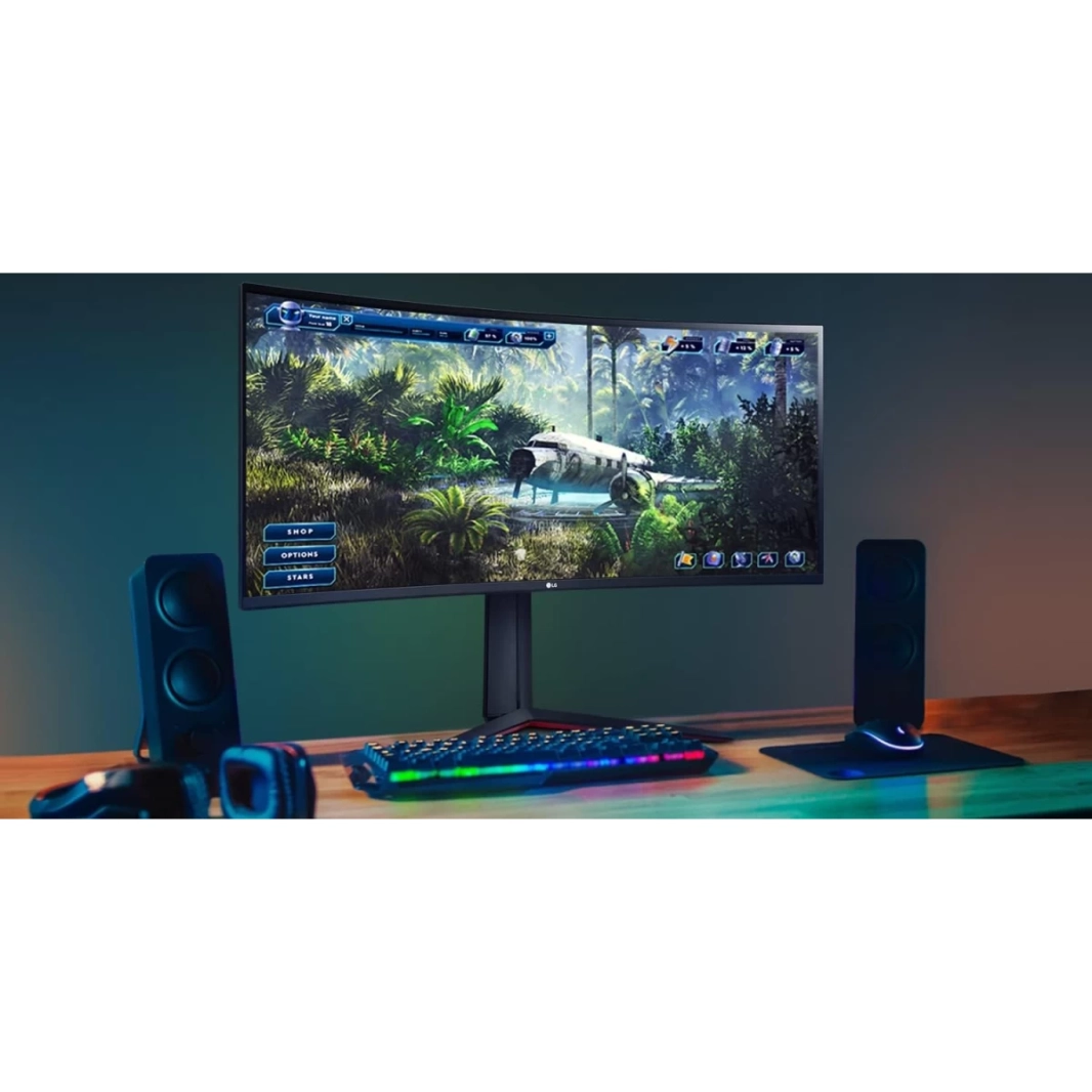 شاشة LG 34GP63A المنحنية مقاس 34 بوصة UltraWide 2K 160Hz HDR10 sRGB 99% Color Gamut FreeSync™ Premium مع مكبرات صوت مدمجة