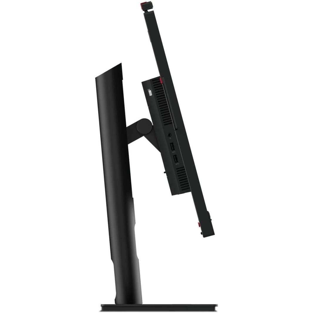 شاشة مؤتمرات Lenovo ThinkVision T27hv-30 مقاس 27 بوصة IPS 2K 74Hz مع حامل قابل للتعديل وكاميرا ويب 5 ميجا بكسل IR+RGB ومكبرات صوت وميكروفون مع HDMI 2.1 وDP وUSB C وUSB Hub