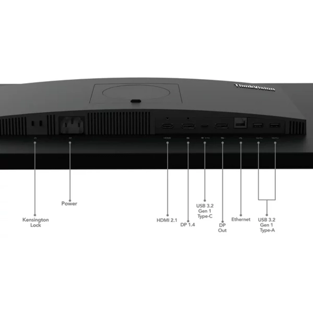 شاشة مؤتمرات Lenovo ThinkVision T27hv-30 مقاس 27 بوصة IPS 2K 74Hz مع حامل قابل للتعديل وكاميرا ويب 5 ميجا بكسل IR+RGB ومكبرات صوت وميكروفون مع HDMI 2.1 وDP وUSB C وUSB Hub