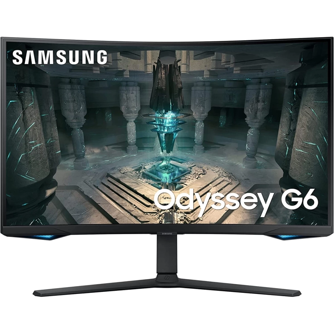 شاشة SAMSUNG Odyssey G6 (BG650) SMART مقاس 27 بوصة بدقة 2K منحنية 1000R بمعدل تحديث 240 هرتز ومدة استجابة 1 مللي ثانية وتقنية HDR 600 وAMD FreeSync وHDMI 2.1 مع حامل ومكبرات صوت قابلة للتعديل