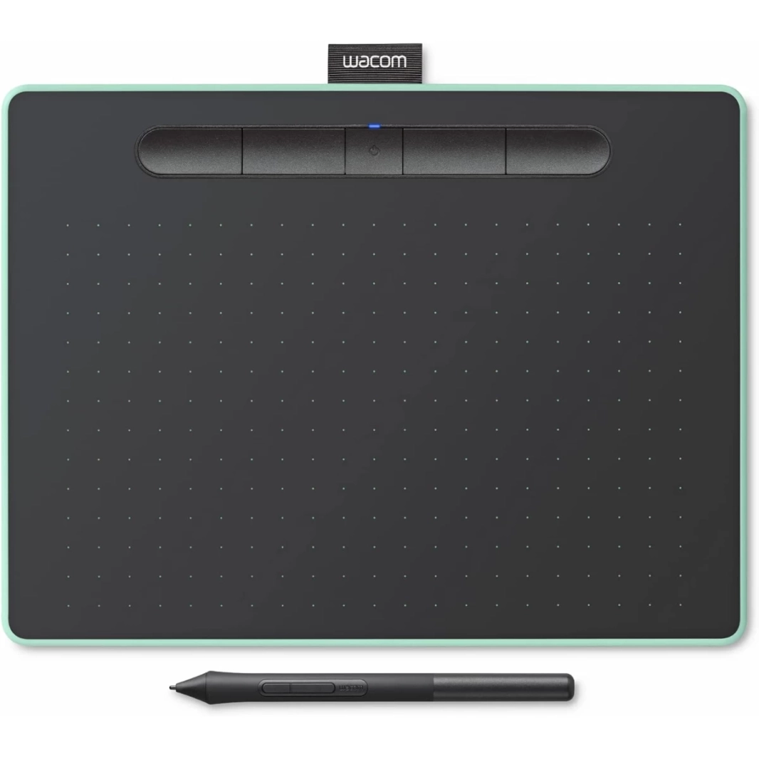 جهاز لوحي للرسم الرسومي Wacom Intuos Medium Bluetooth محمول للمعلمين والطلاب والمبدعين مع 4 مفاتيح سريعة قابلة للتخصيص لأجهزة Chromebook Mac OS Android وWindows - أسود