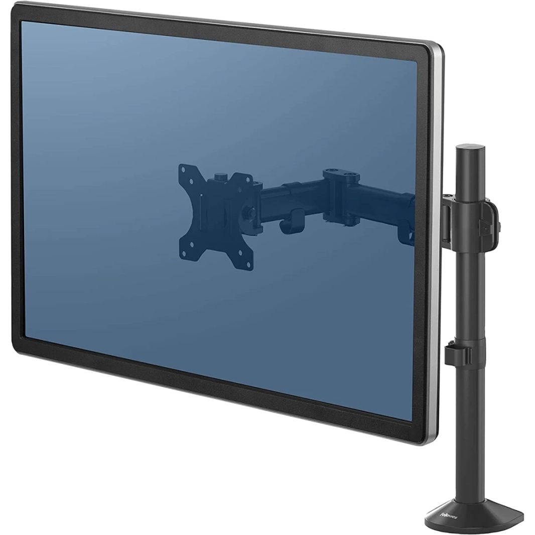 حامل شاشة كمبيوتر قابل للتعديل من Fellowes Reflex Series للمكتب مع ذراع شاشة واحدة بسعة شاشة تصل إلى 32 بوصة