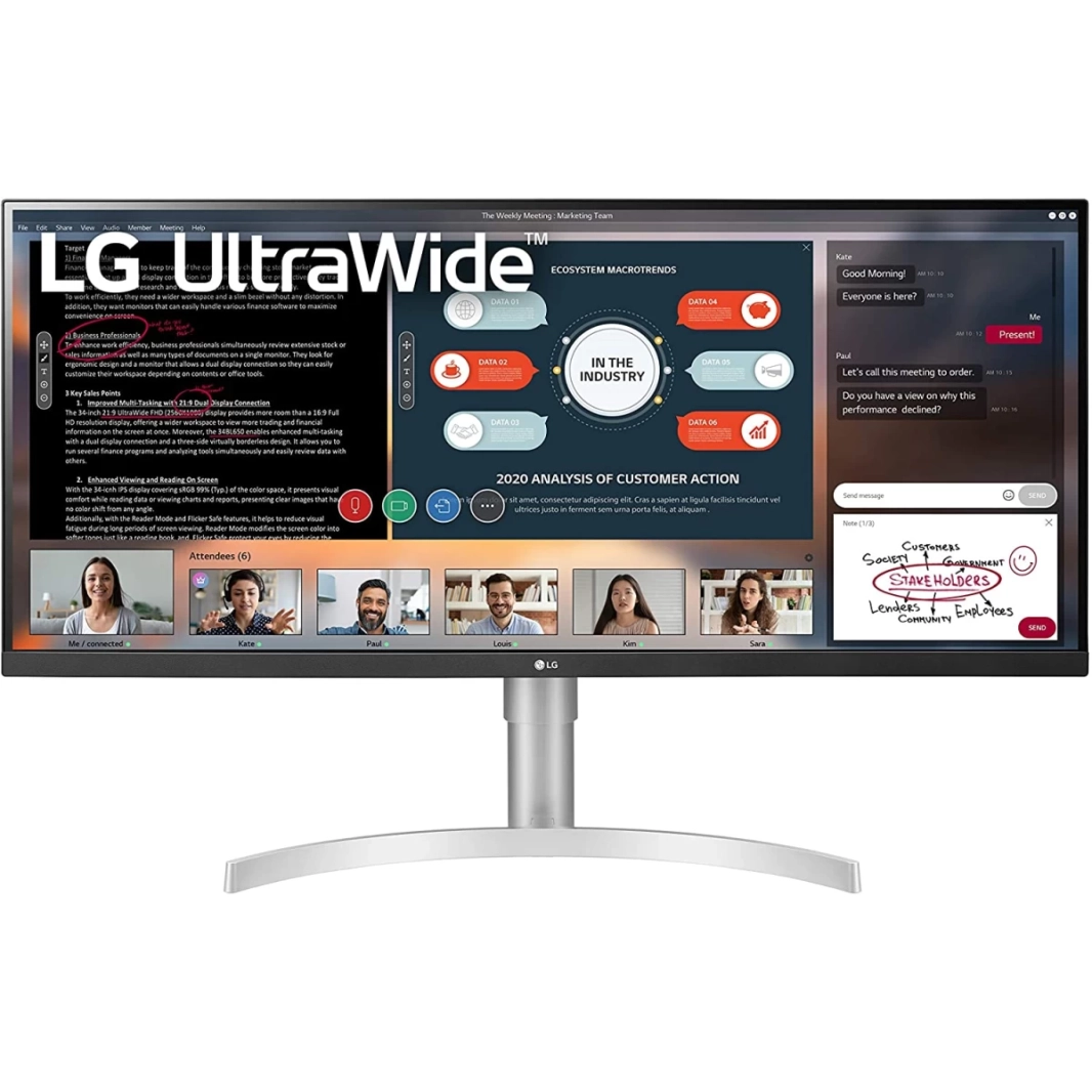 LG 34WQ650-W 34" UltraWide Full HD IPS 100Hz HDR400 AMD FreeSync USB Type-C & Adjustable Stand