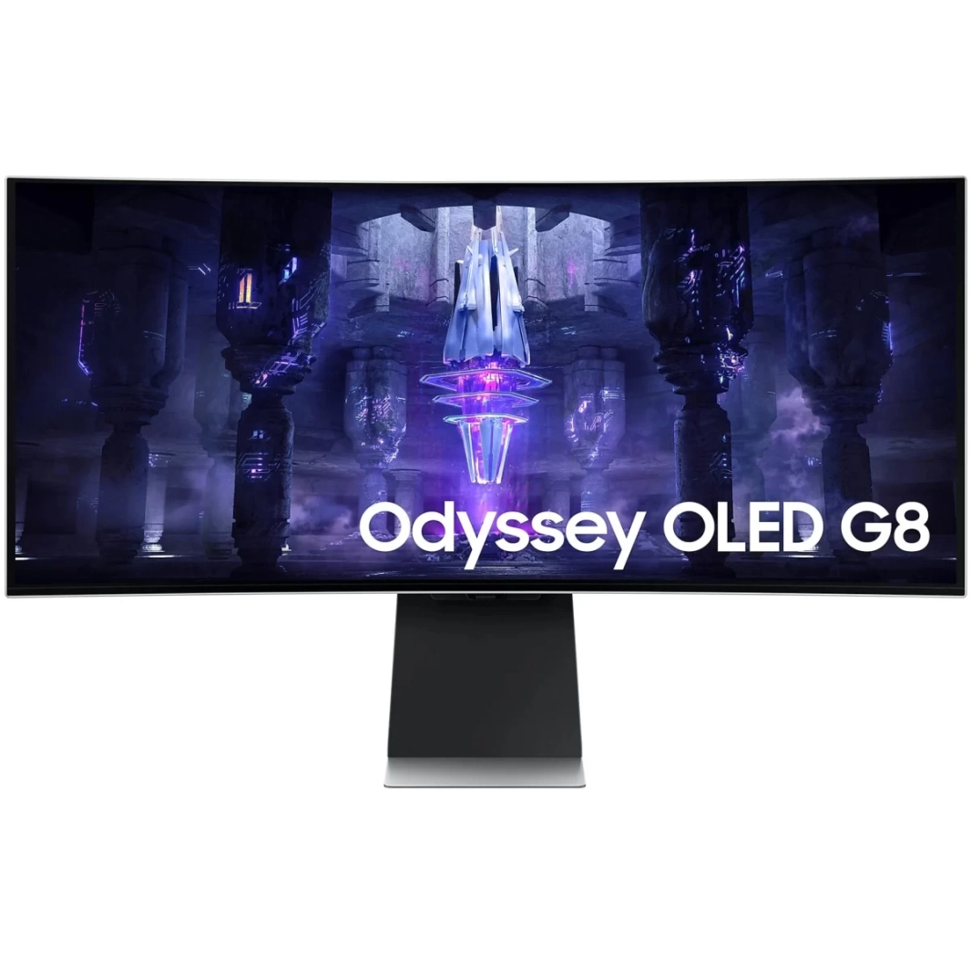 شاشة الألعاب الذكية SAMSUNG Odyssey G8 مقاس 34 بوصة OLED 3K منحنية 175 هرتز 0.1 مللي ثانية HDR10 مع مكبرات صوت ومنفذ USB C