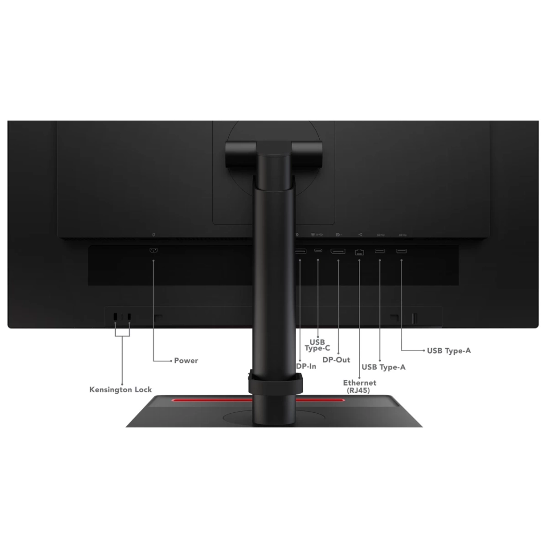 حامل قابل للتعديل لشاشة Lenovo ThinkVision T24m-29 مقاس 24 بوصة IPS Full HD مع قاعدة توصيل USB ومكبرات صوت - أسود