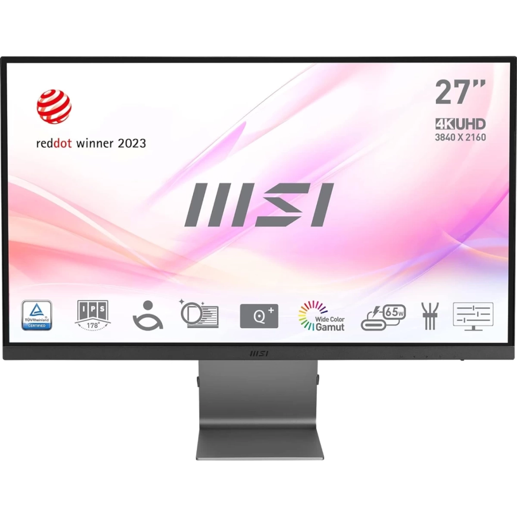 شاشة MSI Modern MD271UL مقاس 27 بوصة IPS 4K أنيقة ونحيفة للغاية 10 بت 139% SRGB EyesErgo وEye-Q Technology HDMI، منفذ DP، USB C