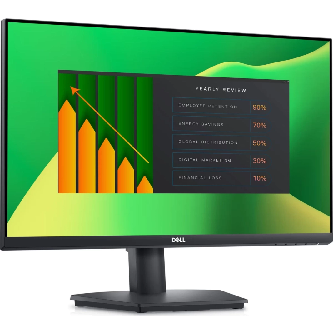 شاشة Dell E2423H مقاس 24 بوصة عالية الدقة بتصميم إطار رفيع ومنفذ عرض وواجهة VGA، باللون الأسود
