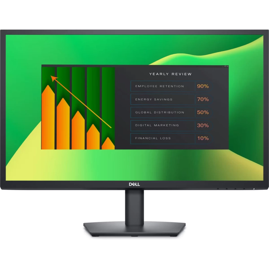 شاشة Dell E2423H مقاس 24 بوصة عالية الدقة بتصميم إطار رفيع ومنفذ عرض وواجهة VGA، باللون الأسود